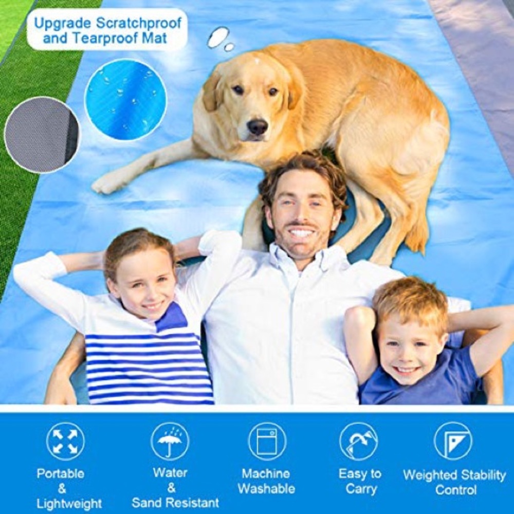 Beautiful outdoor long blue Beach and camping Blanket - Picture 6 of 10